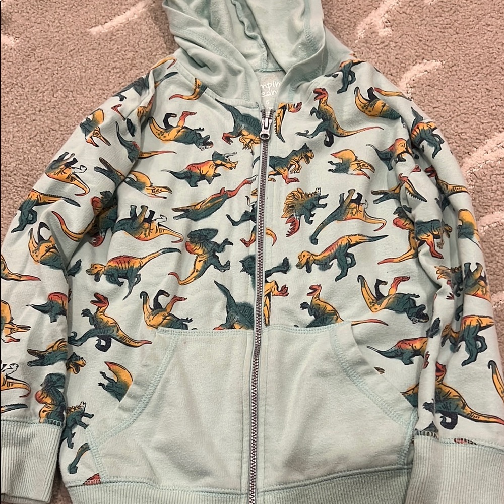 Dinosaur Print Kids Hoodie - Green - Picture 4 of 4